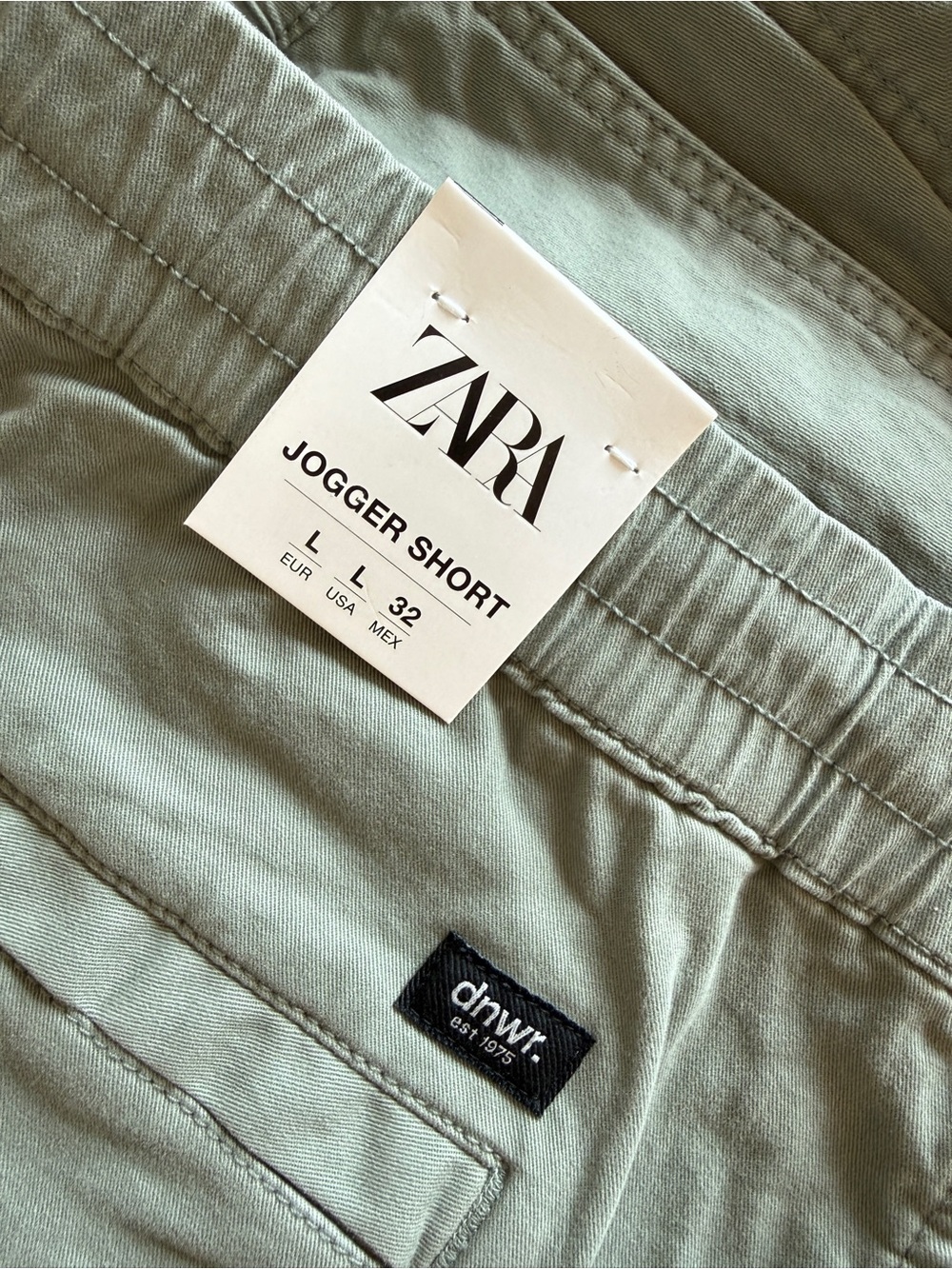 ZARA Sage Green Elastic-Waist Jogger Shorts